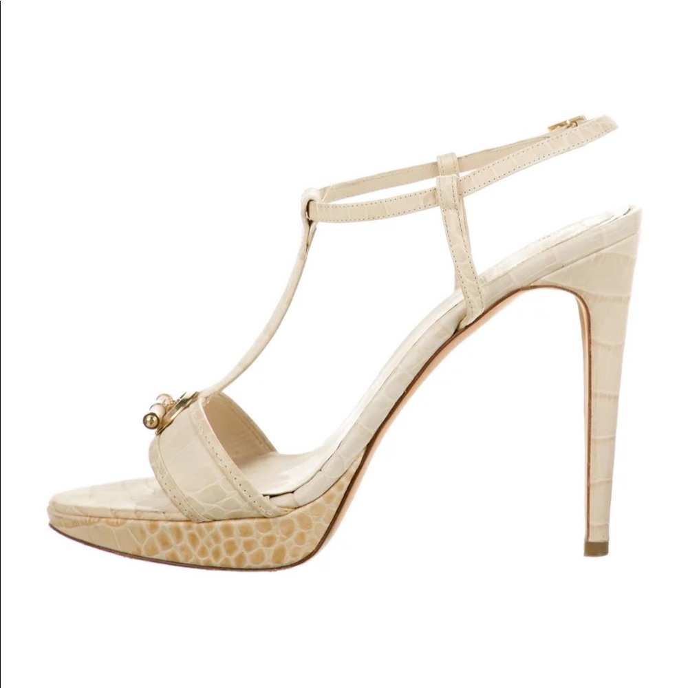 Christian Dior Embossed T-Strap Sandals